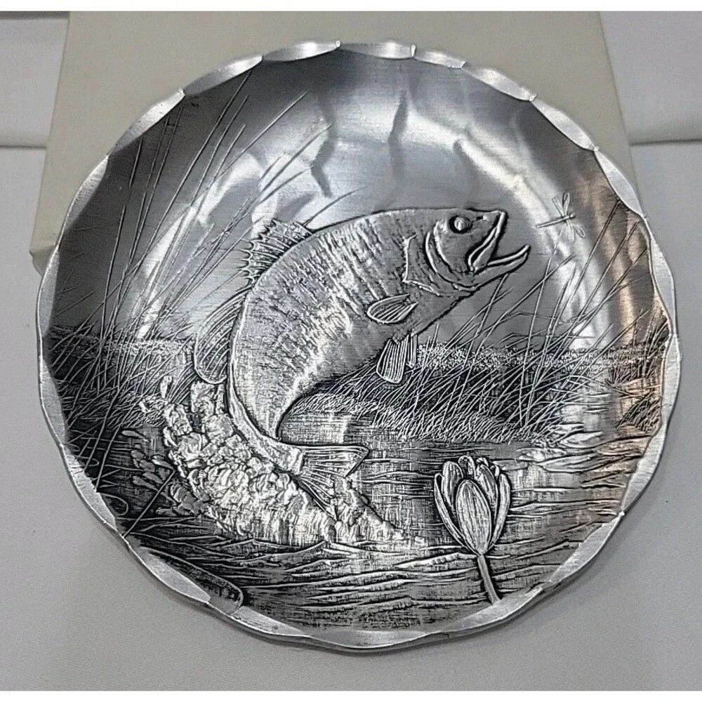 Wendell August Forge Handcrafted Metal Coasters Pittsburgh Fish Scene Sm Plates